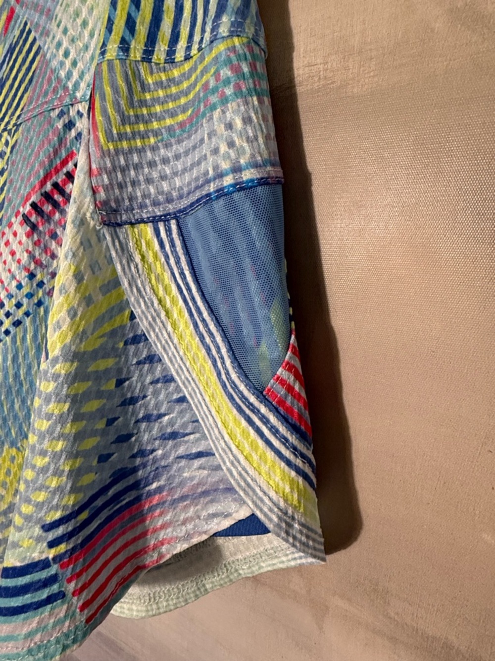Lucky in Love Multicolor Geometric Athletic Tennis Skirt - Blue, Yellow, Pink - Picture 4 of 5